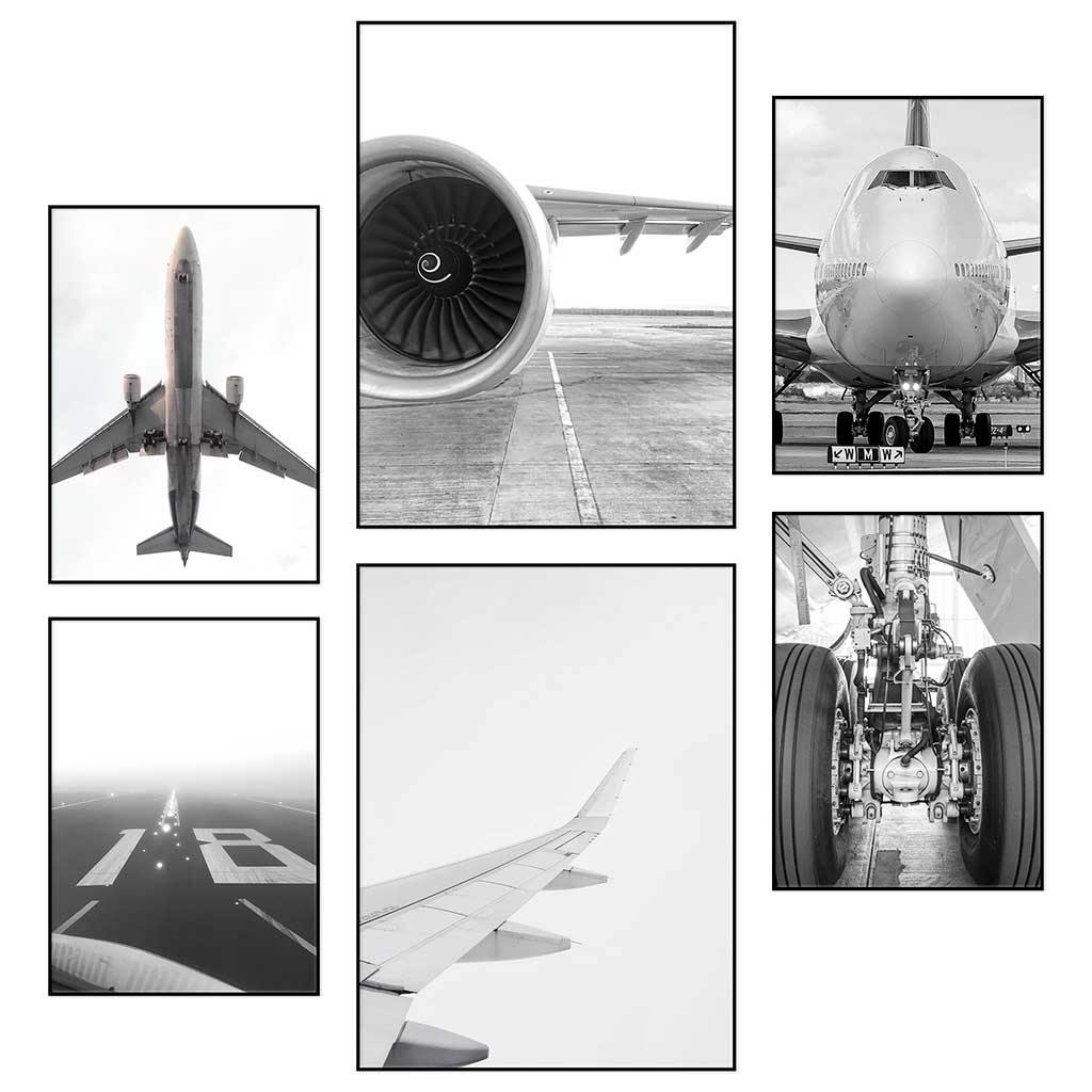 6-teiliges Premium Poster Set "Flugzeuge - Fliegerei" - Reframed Poster Sets