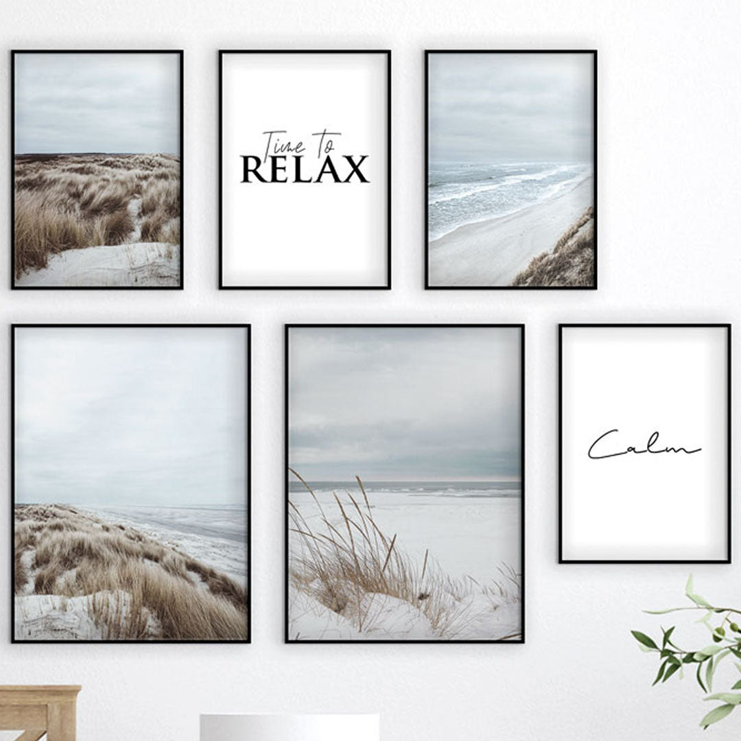 6-teiliges Premium Poster Set "Relax White Beach" - Reframed Poster Sets