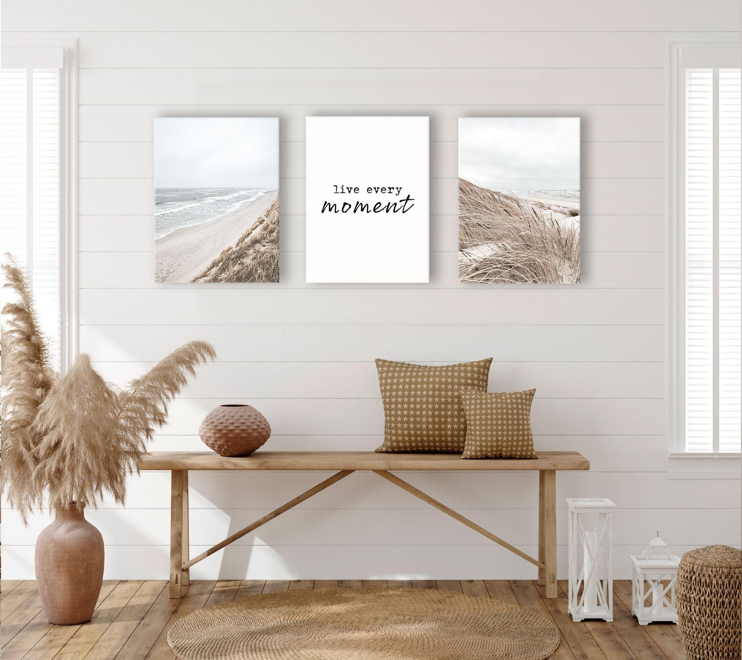 3 teiliges leinwand bilder set strand meer  -  Reframed Poster Sets
