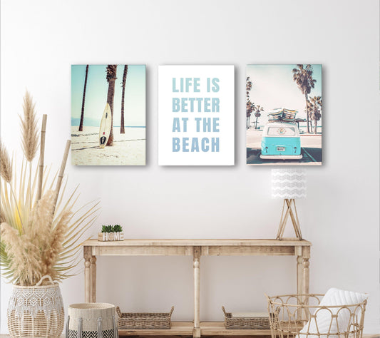 surf bulli strand bilder leinwand 3 teilig  -  Reframed Poster Sets