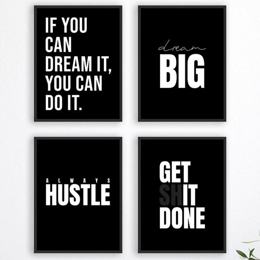Business Motivation Poster - Poster Set für Motivation Geschäft und Erfolg schwarz 1 - Reframed Poster Sets