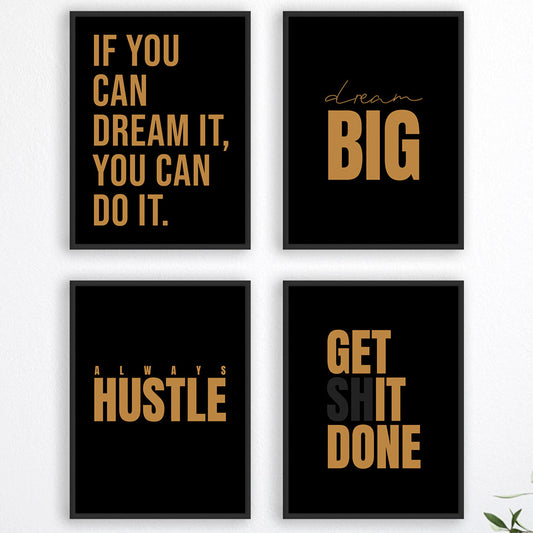 Business Motivation Poster - Poster Set für Motivation Geschäft und Erfolg gold 1 - Reframed Poster Sets