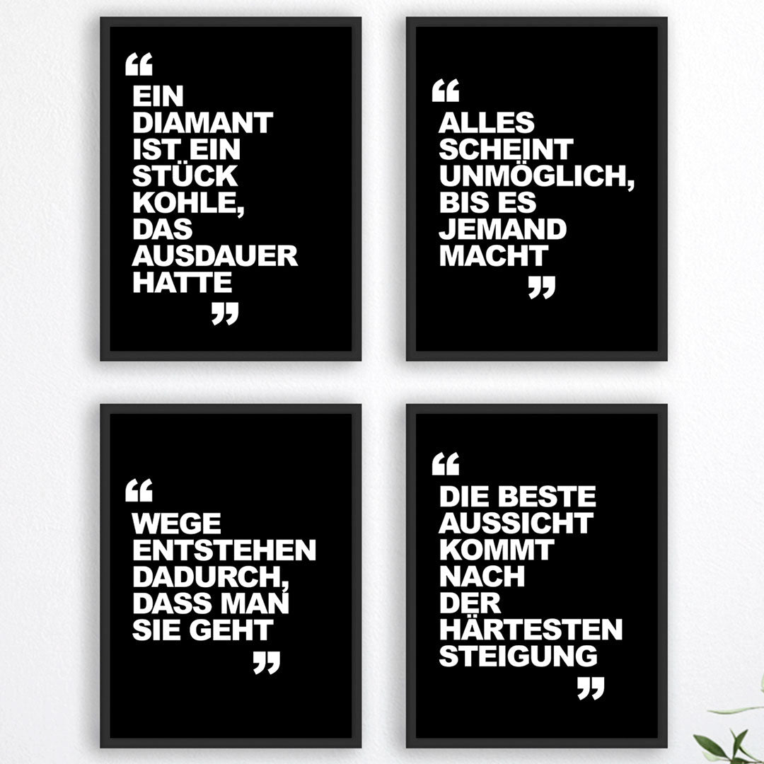 Business Motivation Poster - Poster Set für Motivation Geschäft und Erfolg SuperSet2 schwarz hochkant - Reframed Poster Sets