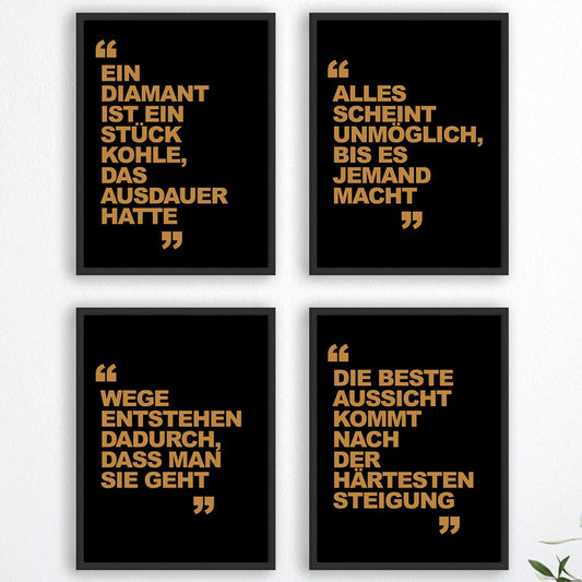 Business Motivation Poster - Poster Set für Motivation Geschäft und Erfolg SuperSet2 gold hochkant - Reframed Poster Sets