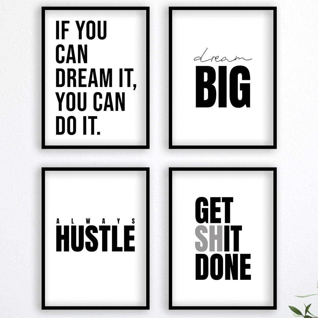 Business Motivation Poster - Poster Set für Motivation Geschäft und Erfolg weiß 1 - Reframed Poster Sets
