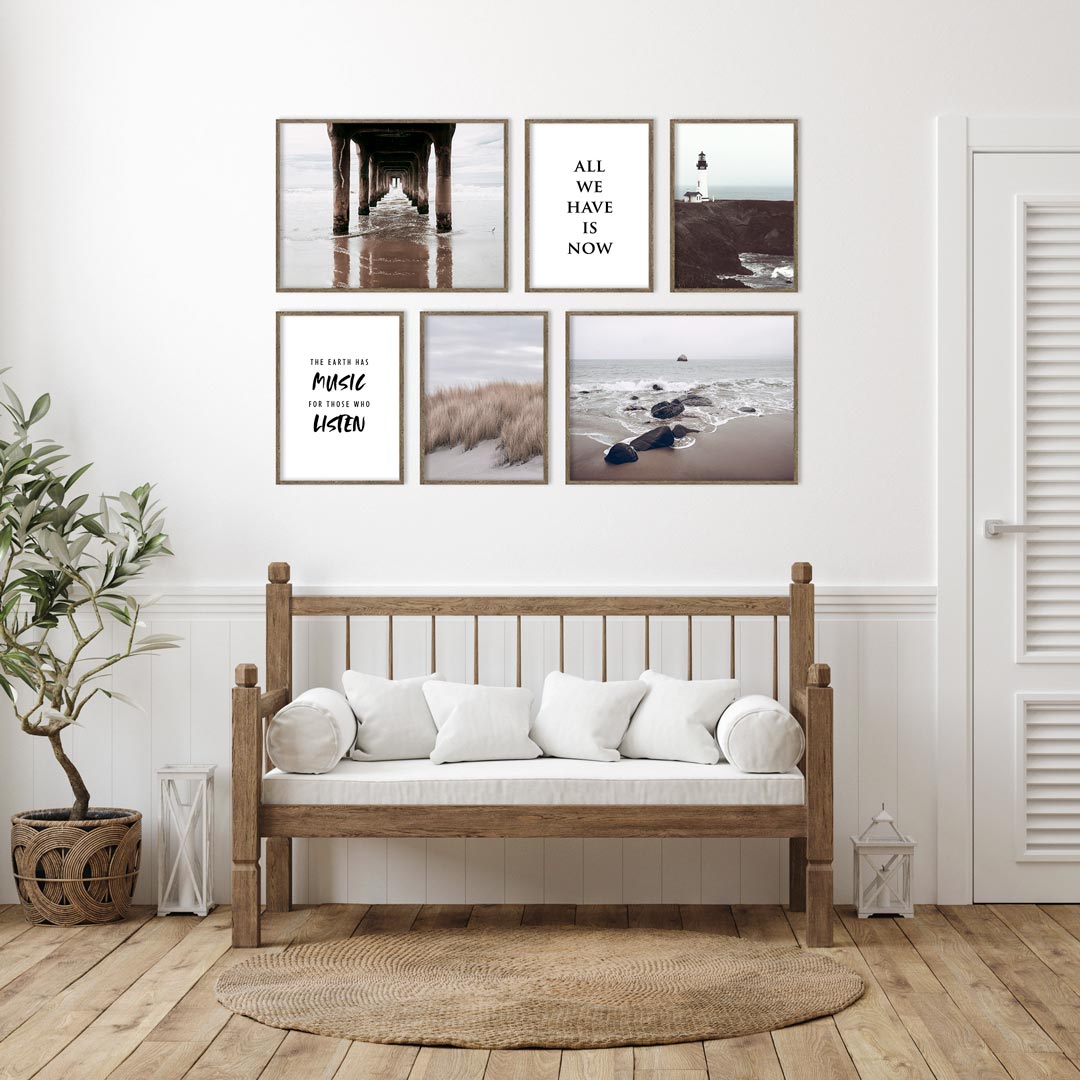 6-teiliges Premium Poster Set "Strand & Leuchtturm" - Reframed Poster Sets