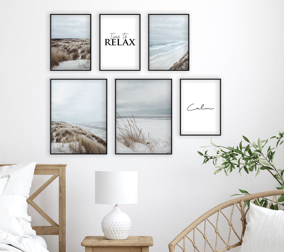 6-teiliges Premium Poster Set "Relax White Beach" - Reframed Poster Sets