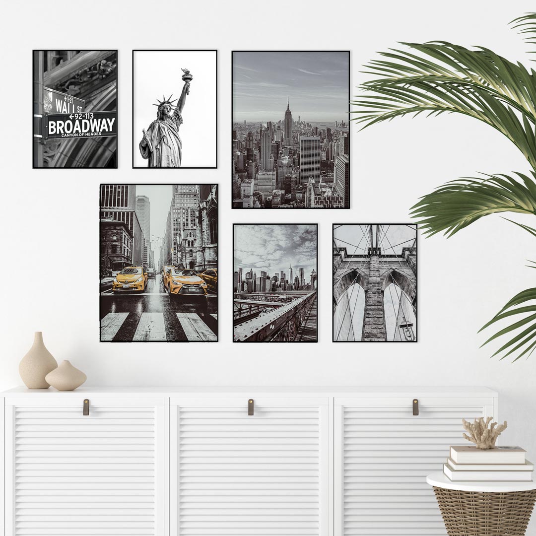 6-teiliges Premium New York Poster Set (color) - Reframed Poster Sets