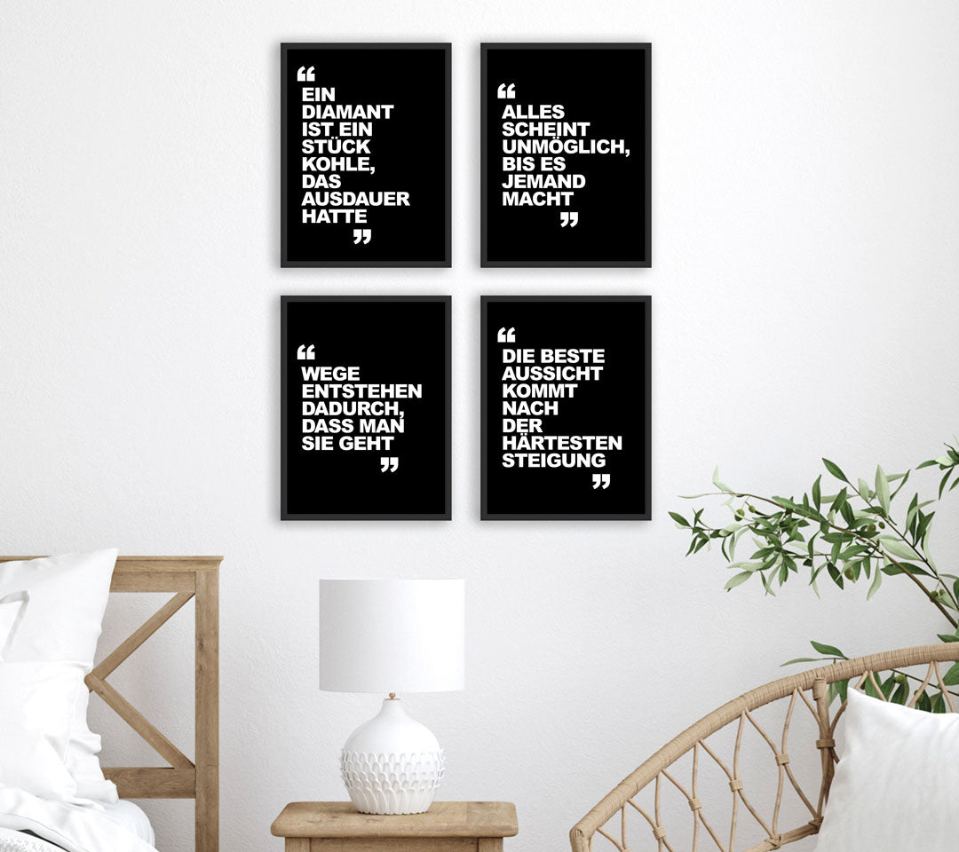 Business Motivation Poster - Poster Set für Motivation Geschäft und Erfolg SuperSet2 schwarz hochkant - Reframed Poster Sets