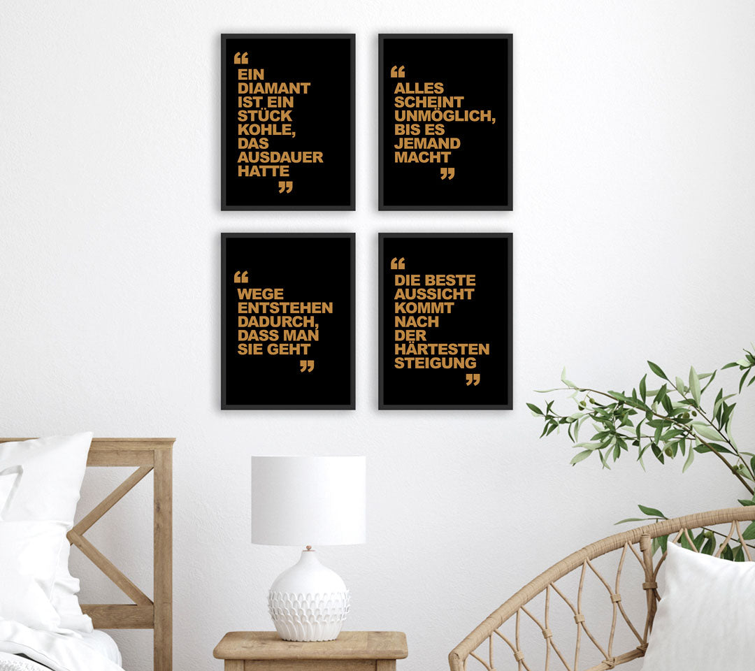 Business Motivation Poster - Poster Set für Motivation Geschäft und Erfolg SuperSet2 gold hochkant - Reframed Poster Sets