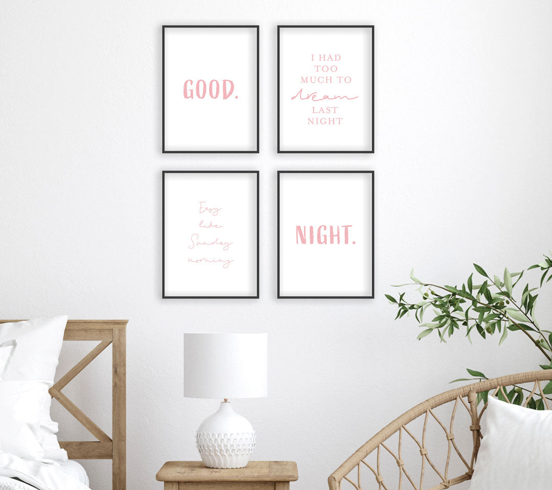 Schlafzimmer Sprüche Poster 3 rosa für sie - Spruch Poster Set - Reframed Poster Sets